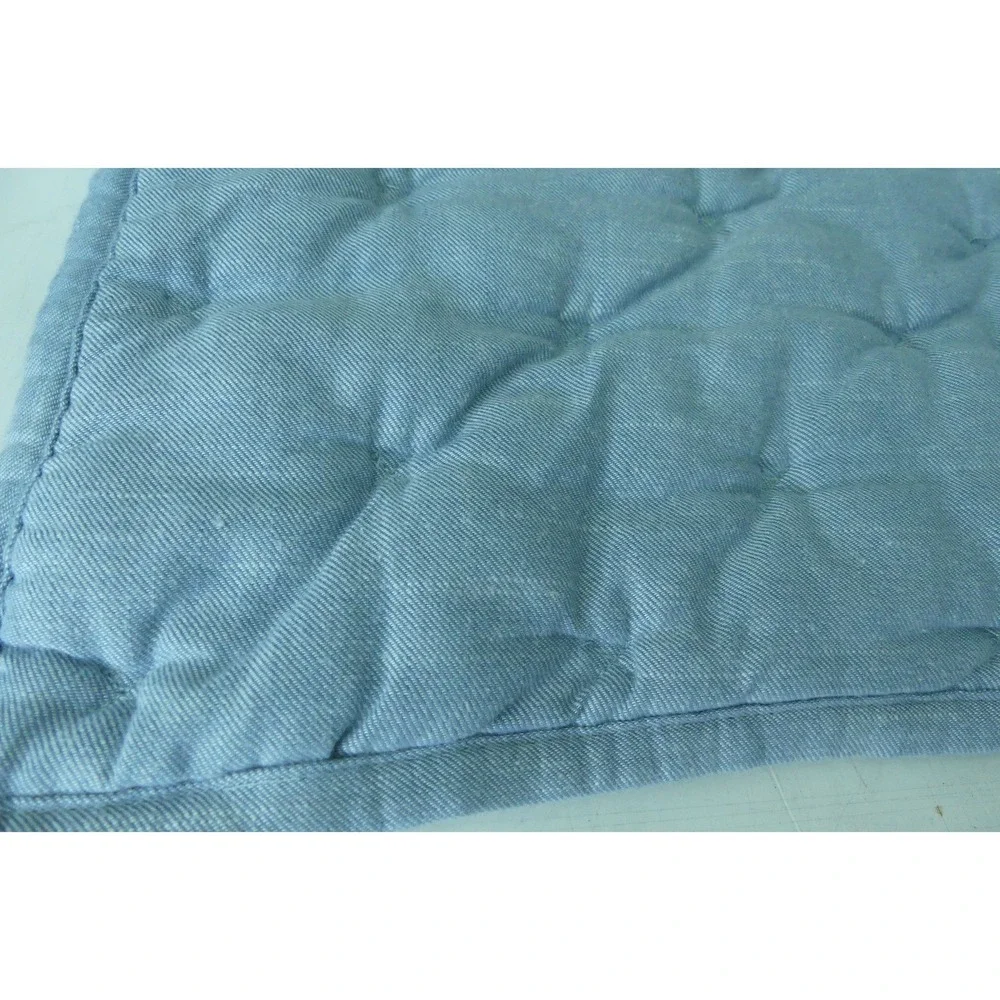 Pottery Barn Cotton Stitch Quilt Standard Shams Pair Light Blue Chambray 20x26